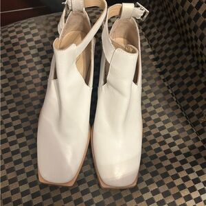 Free People White Leather Mules